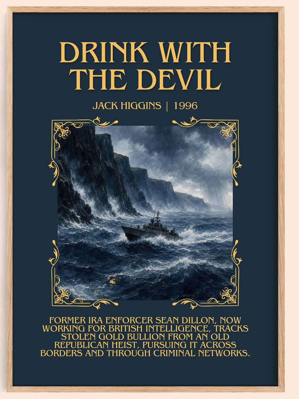 Drink With The Devil Minimalist Book Poster by Jack Higgins – book poster