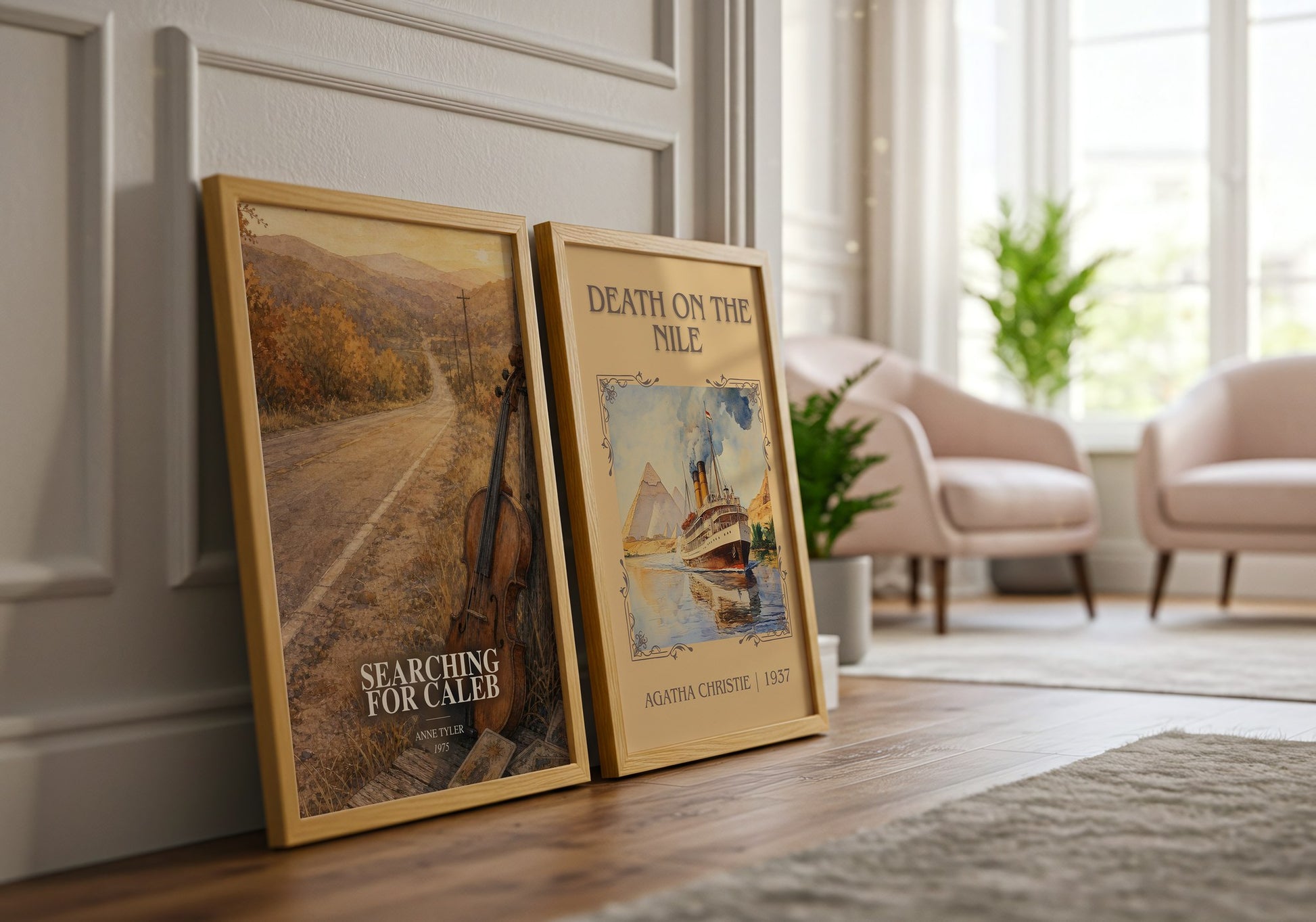 Searching For Caleb watercolour print framed by window – literary home decor