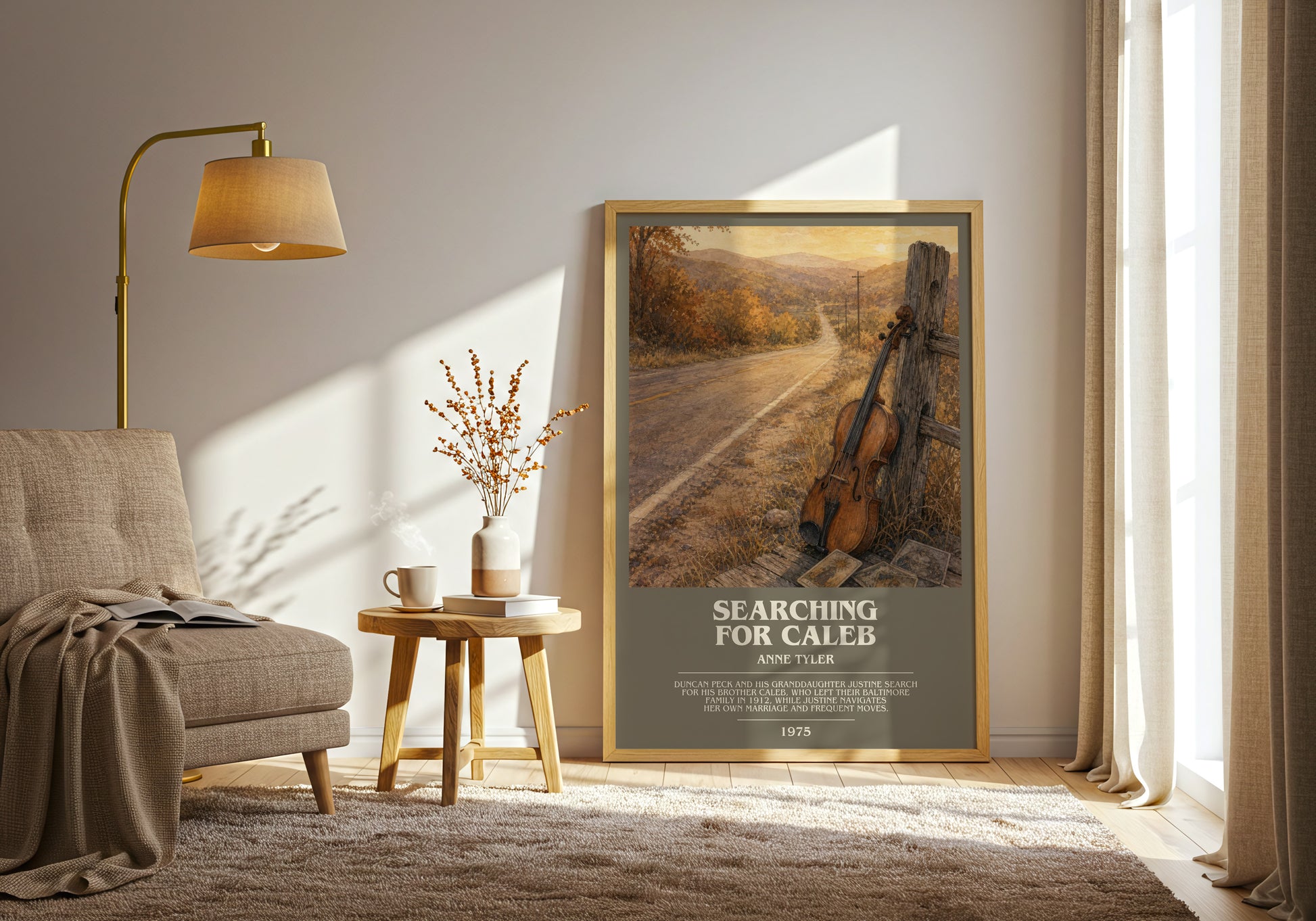 Searching For Caleb bookish print on bookshelf – Anne Tyler fan gift