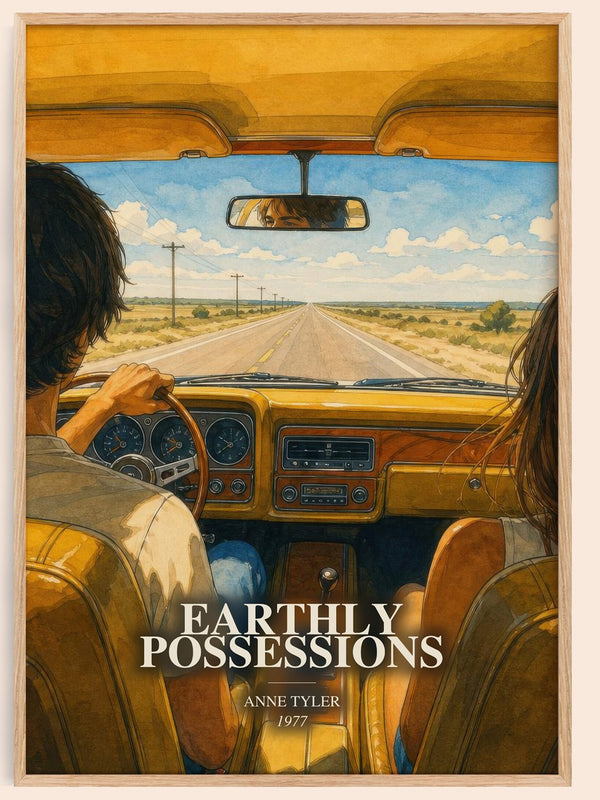 Earthly Possessions watercolour book poster by Anne Tyler – framed literary art print