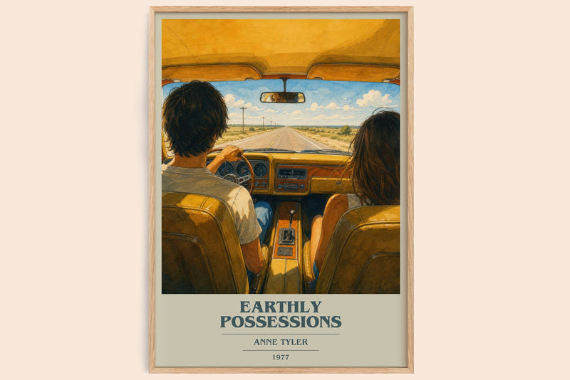 Earthly Possessions book cover book poster by Anne Tyler – framed literary art print