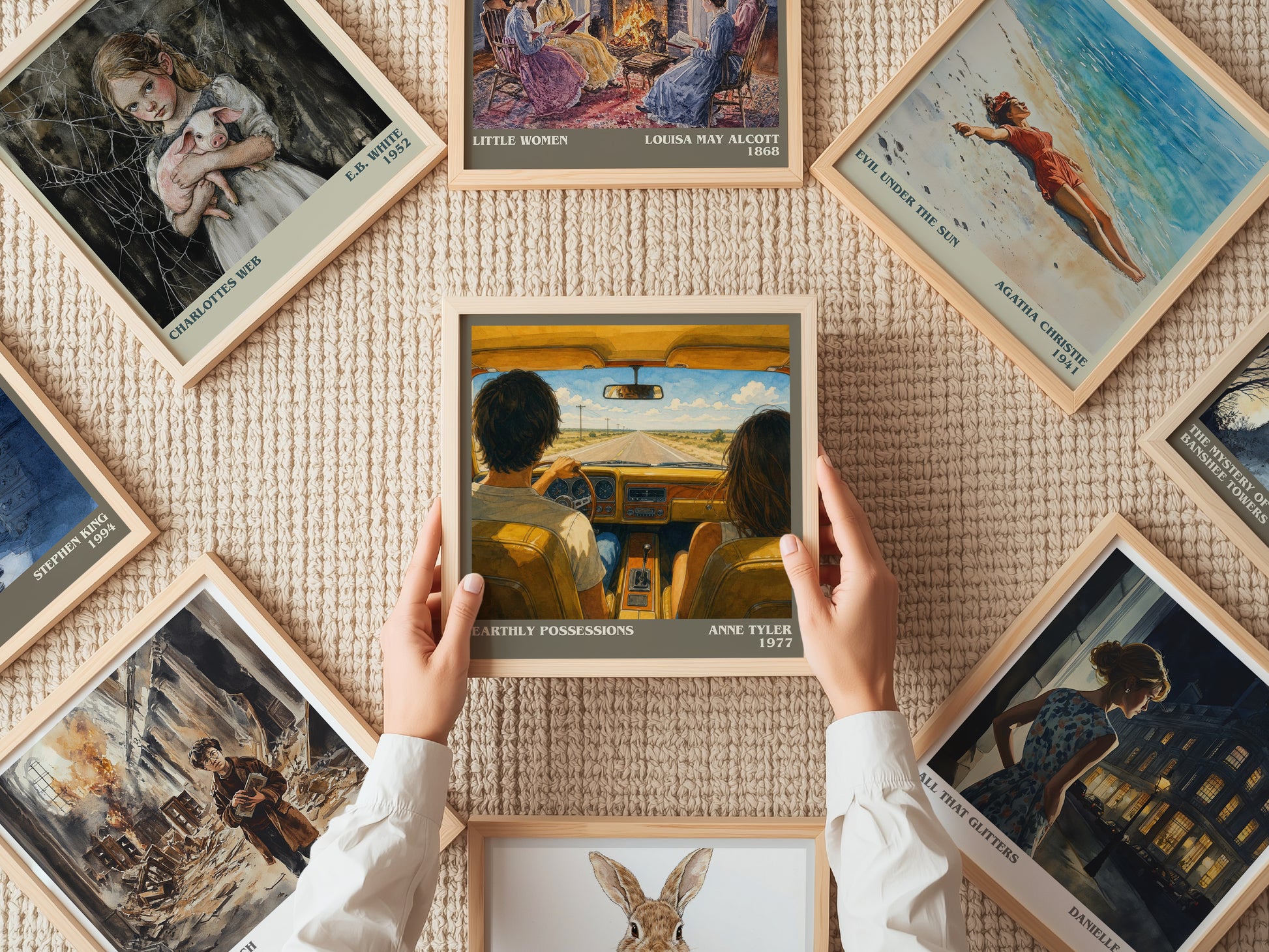 Earthly Possessions literary book poster framed on wall – literary fiction wall art
