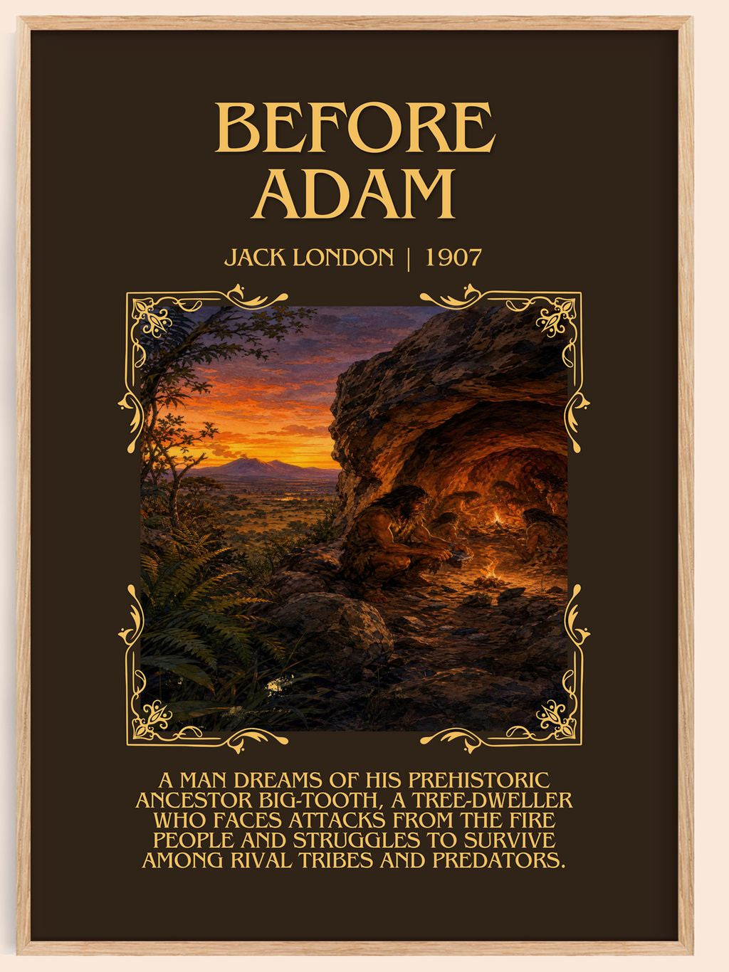 Before Adam Minimalist Book Poster by Jack London – book poster
