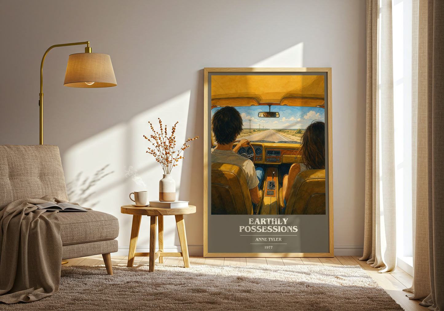 Earthly Possessions book cover print on bookshelf – Anne Tyler fan gift