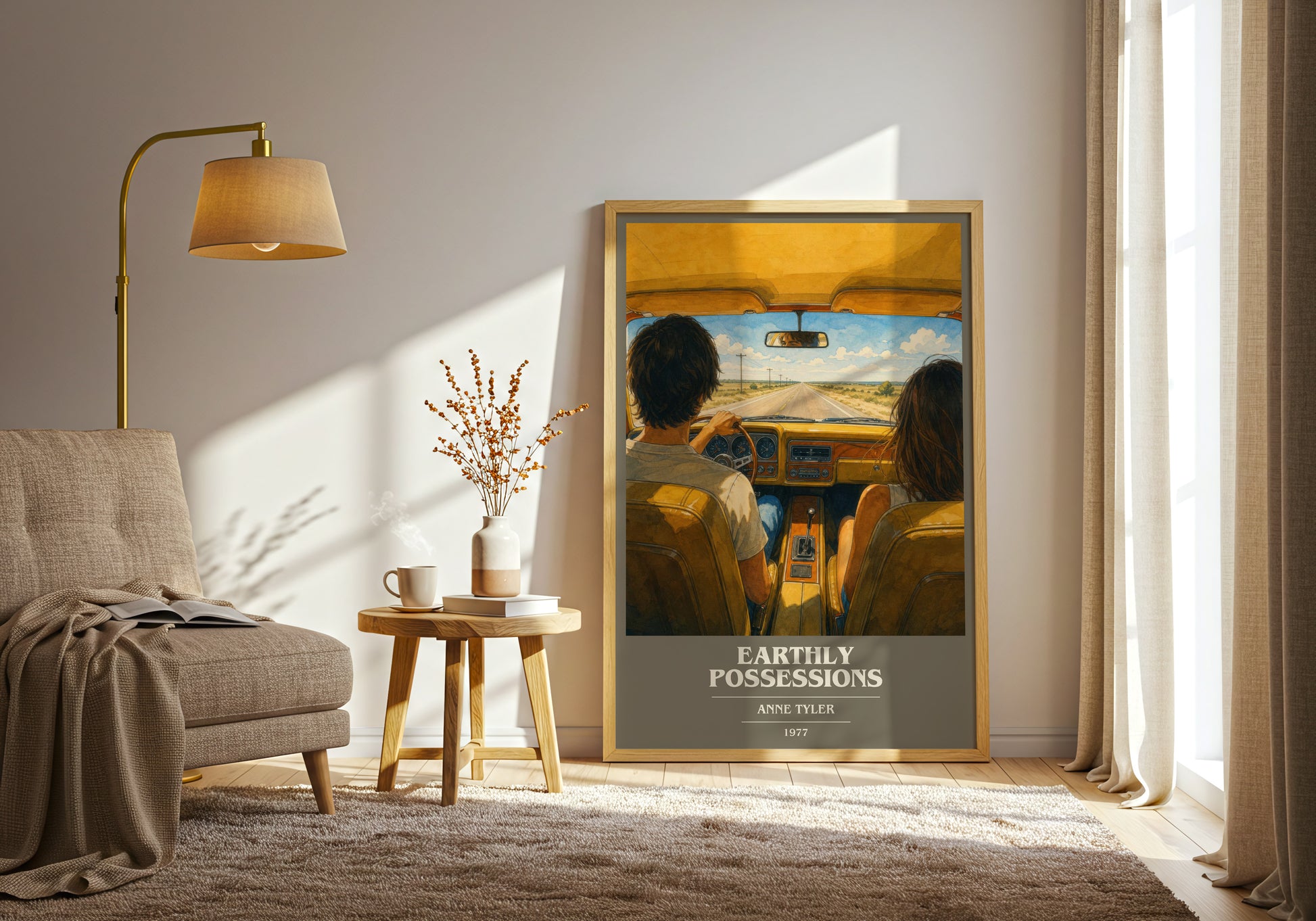 Earthly Possessions book cover print on bookshelf – Anne Tyler fan gift
