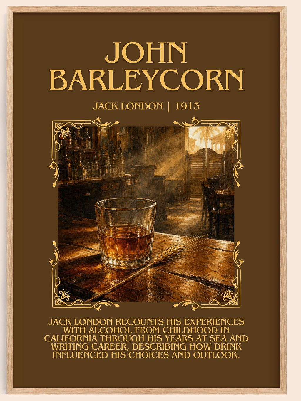 John Barleycorn Minimalist Book Poster by Jack London – book poster