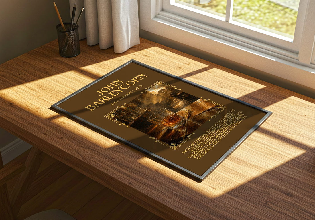John Barleycorn Minimalist Book Poster by Jack London – print on a sunlit desk