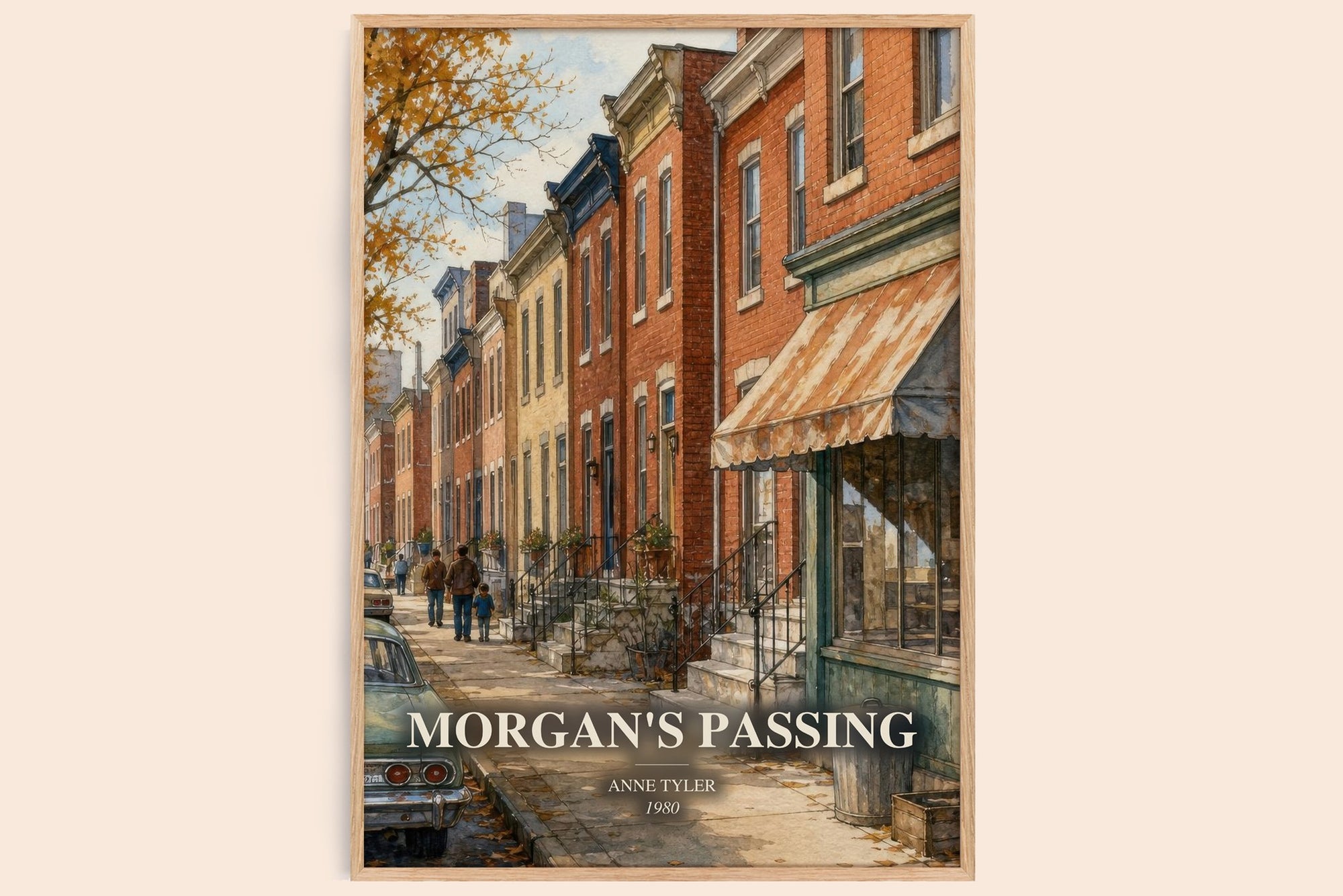 Morgan'S Passing watercolour book poster by Anne Tyler – framed literary art print