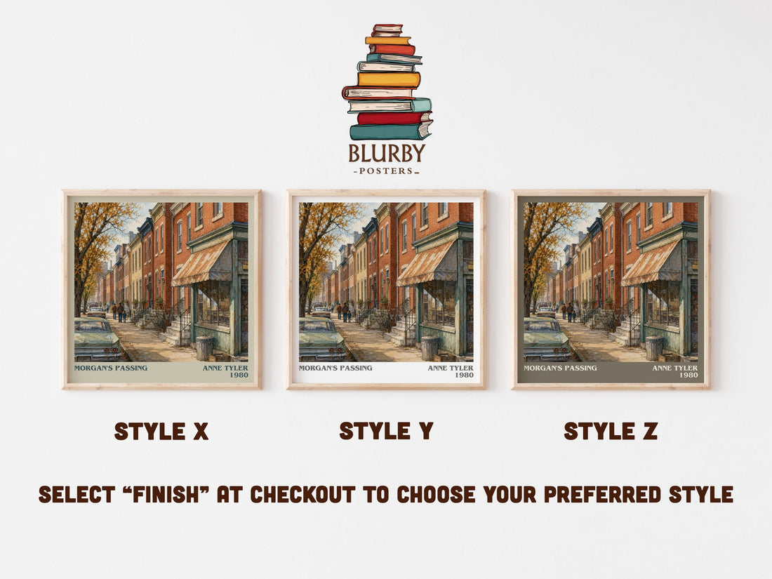 Morgan'S Passing literary print in frame leaning in hallway – contemporary fiction wall art (mockup)