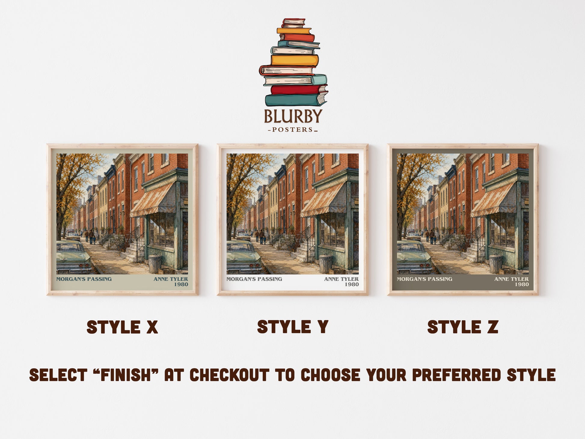 Morgan'S Passing literary print in frame leaning in hallway – contemporary fiction wall art