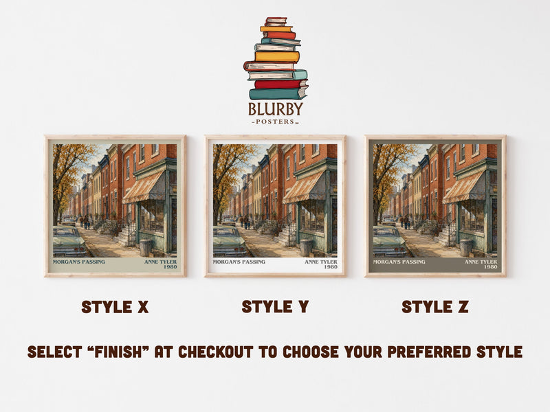 Morgan'S Passing literary print in frame leaning in hallway – contemporary fiction wall art