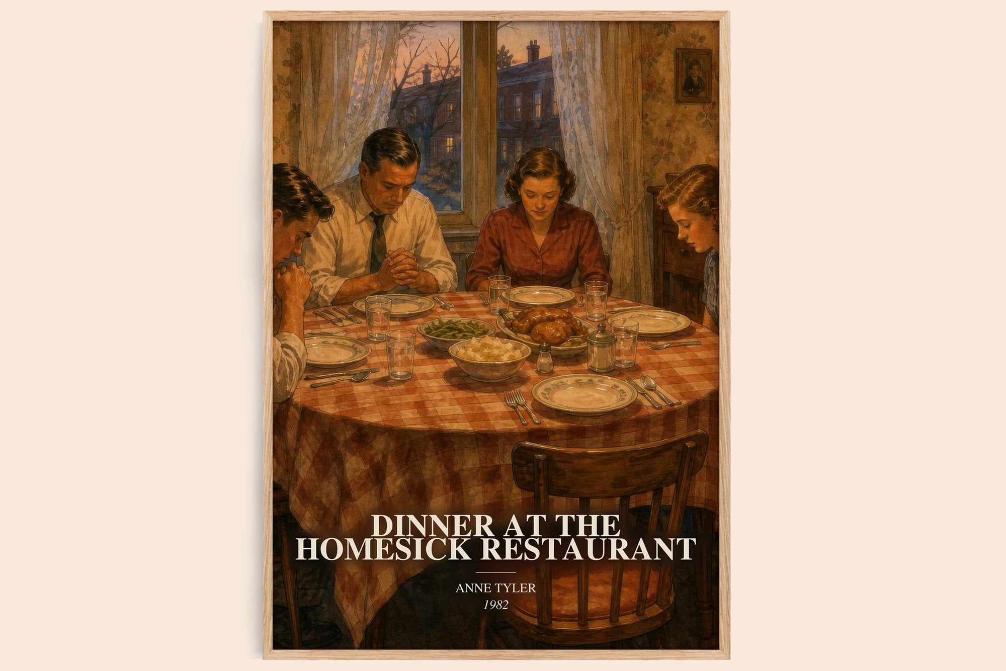 Dinner At The Homesick Restaurant watercolour book poster by Anne Tyler – framed literary art print