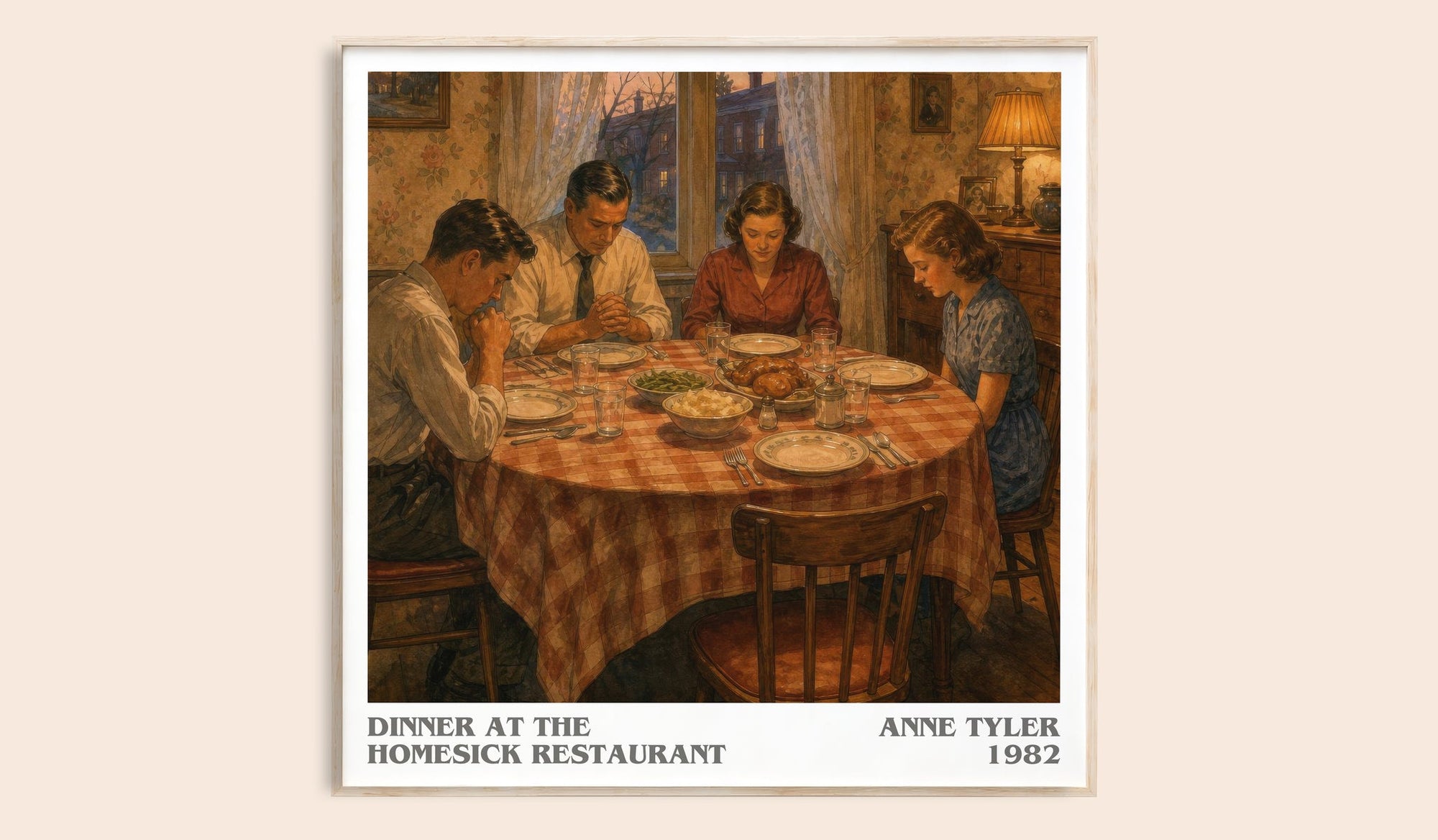 Dinner At The Homesick Restaurant literary book poster by Anne Tyler – framed literary art print