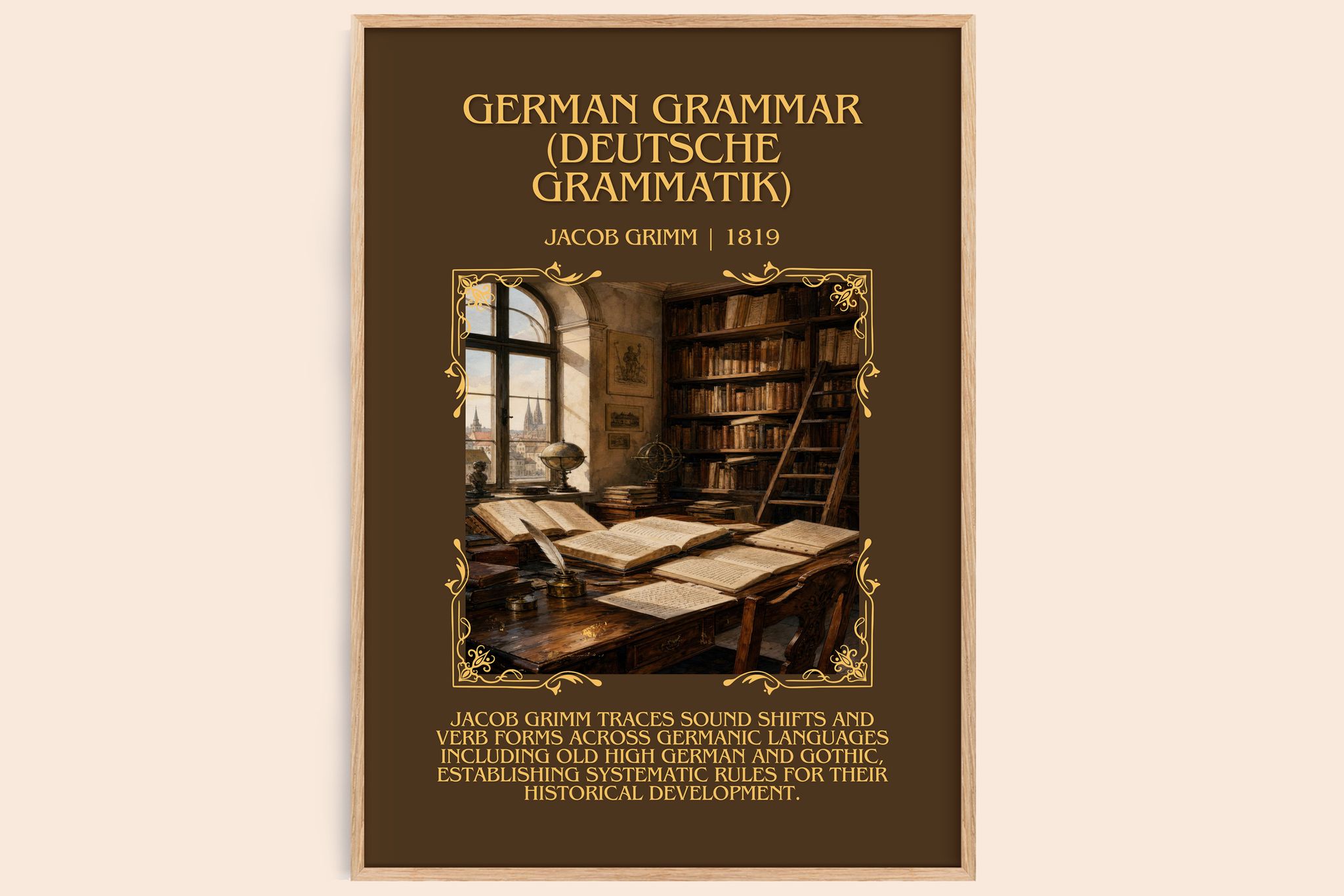 German Grammar (Deutsche Grammatik) Minimalist Book Poster by J. Grimm