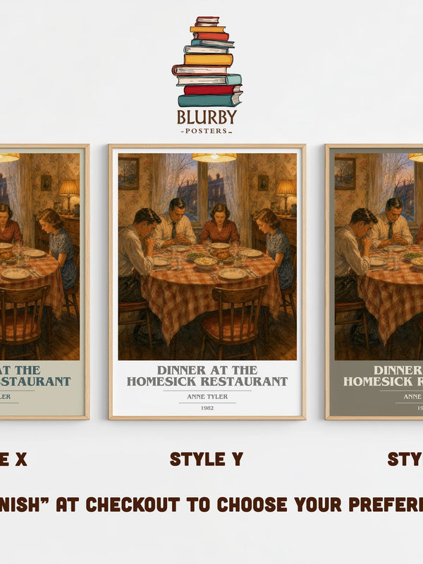 Dinner At The Homesick Restaurant book cover print in frame leaning in hallway – literary fiction wall art
