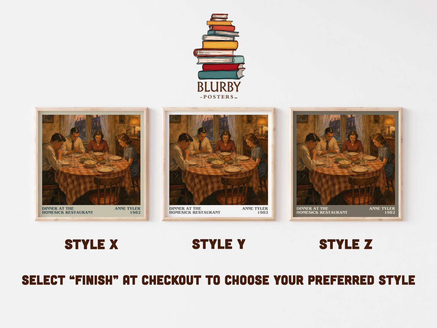 Dinner At The Homesick Restaurant literary print in frame leaning in hallway – literary fiction wall art