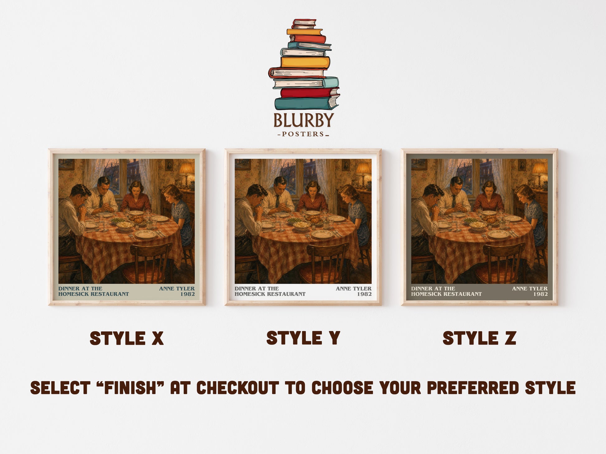 Dinner At The Homesick Restaurant literary print in frame leaning in hallway – literary fiction wall art