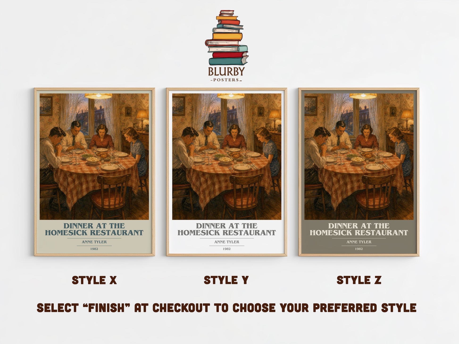 Dinner At The Homesick Restaurant book cover print in frame leaning in hallway – literary fiction wall art
