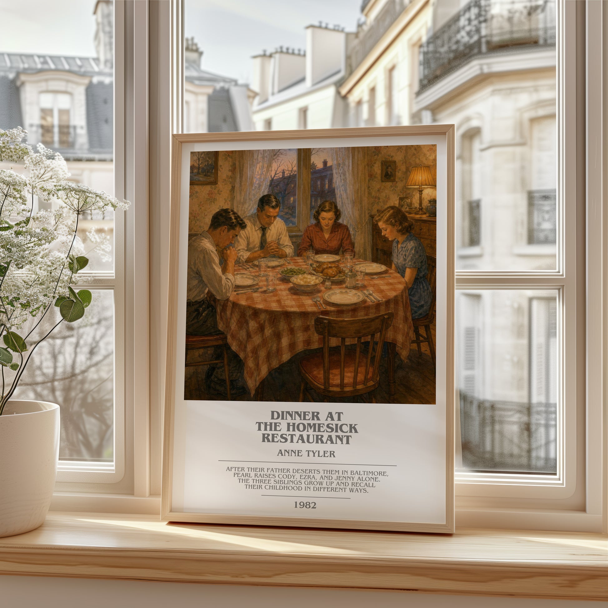 Dinner At The Homesick Restaurant bookish poster colour and style options – Anne Tyler book art