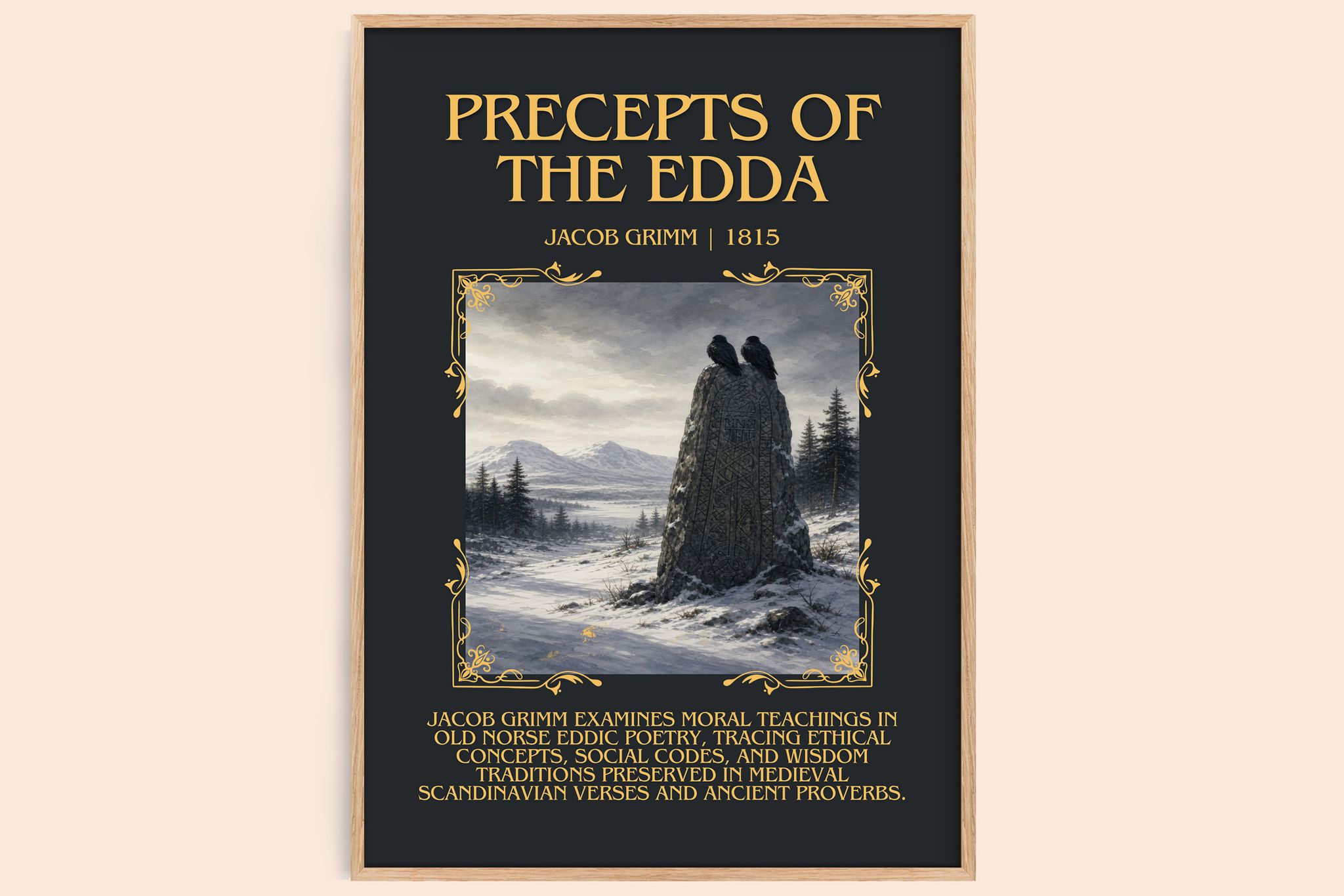 Precepts Of The Edda Minimalist Book Poster by Jacob Grimm