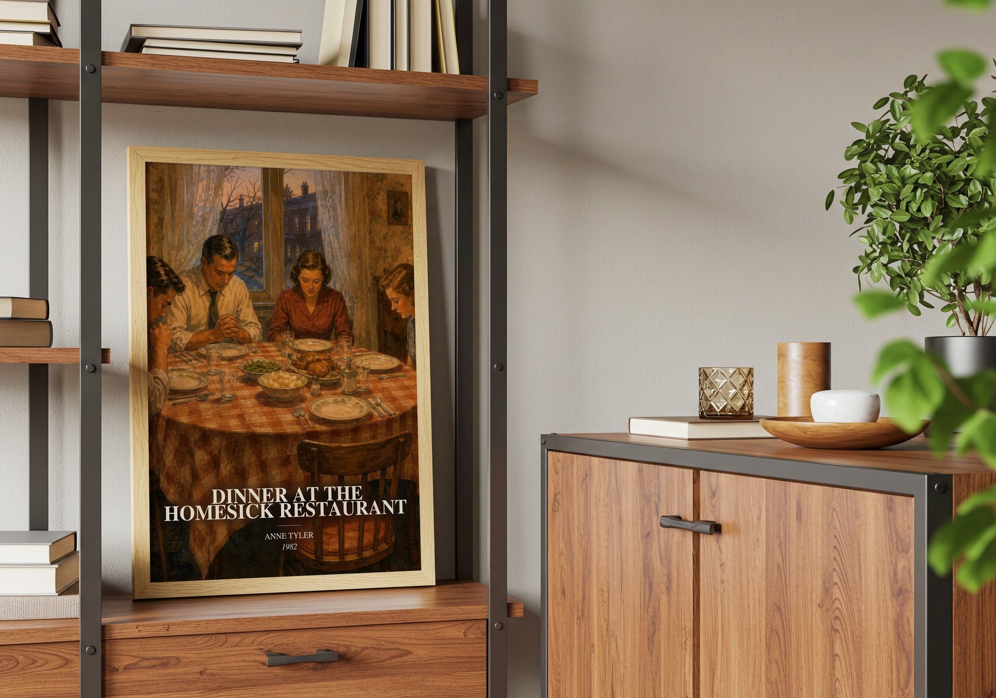 Dinner At The Homesick Restaurant book watercolour illustration paper finish options – matte satin gloss