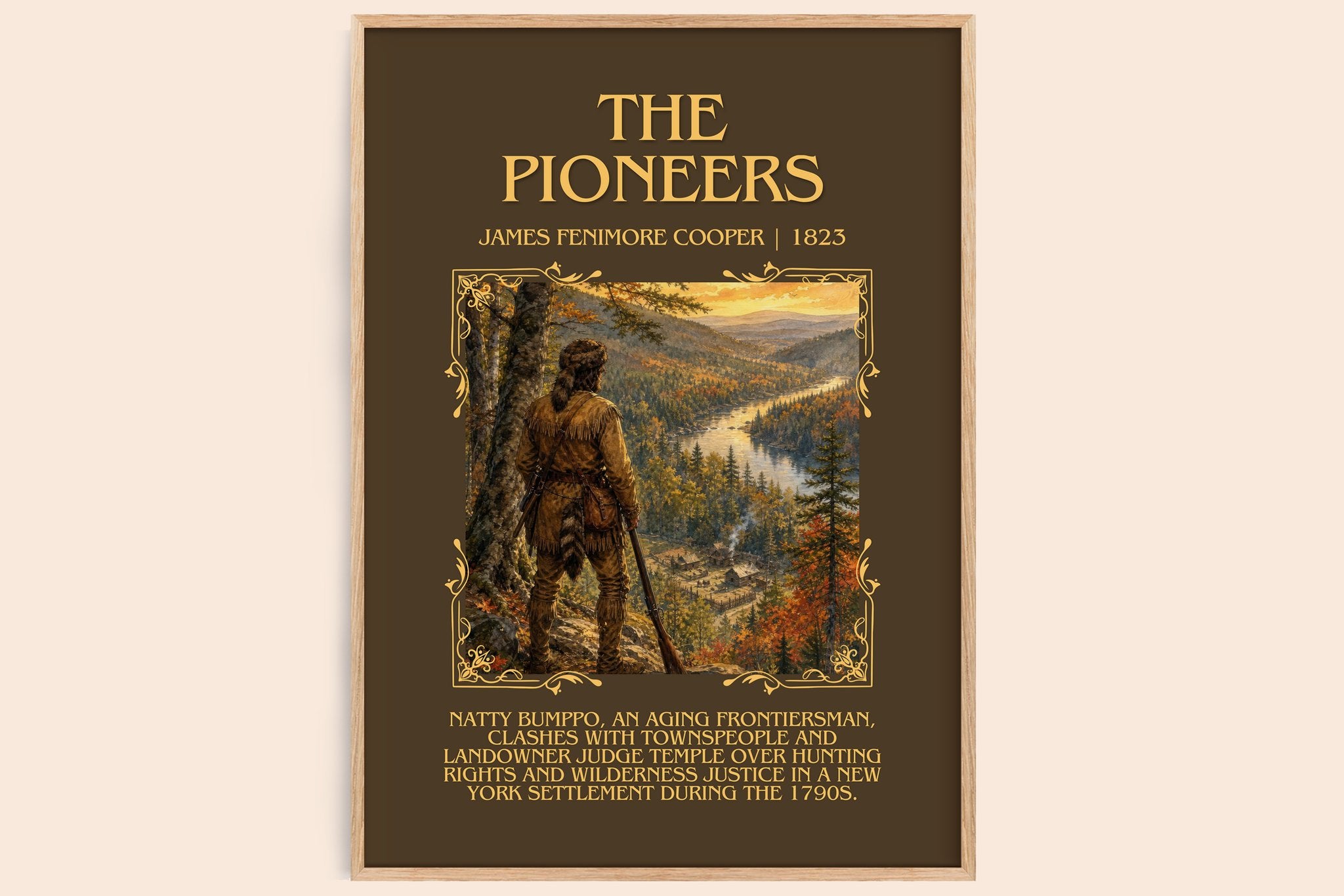 The Pioneers Minimalist Book Poster by James Fenimore Cooper