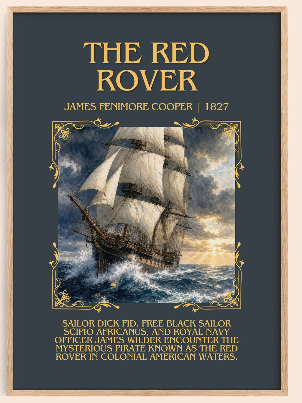The Red Rover Minimalist Book Poster by James Fenimore Cooper – book poster