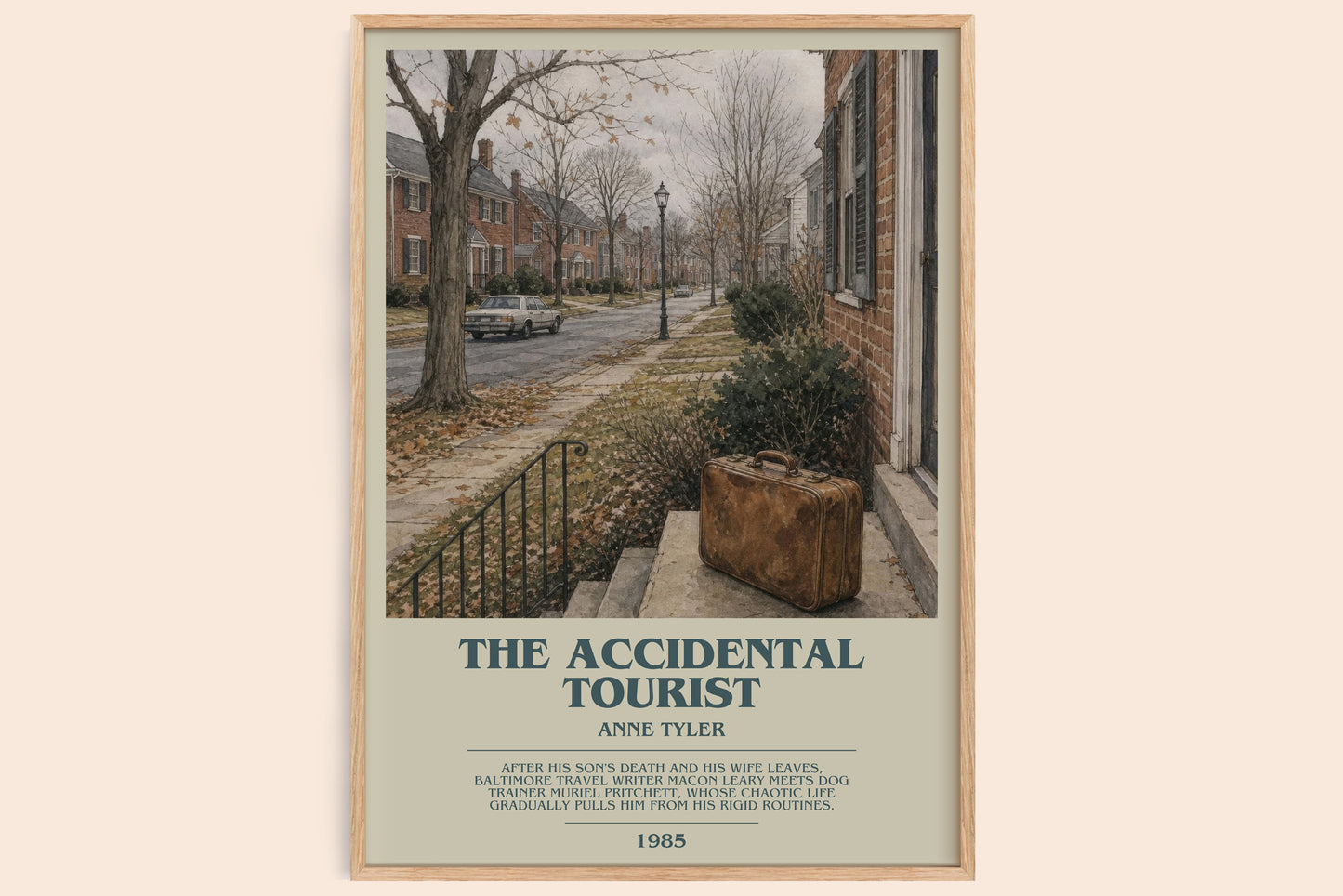 The Accidental Tourist bookish book poster by Anne Tyler – framed literary art print