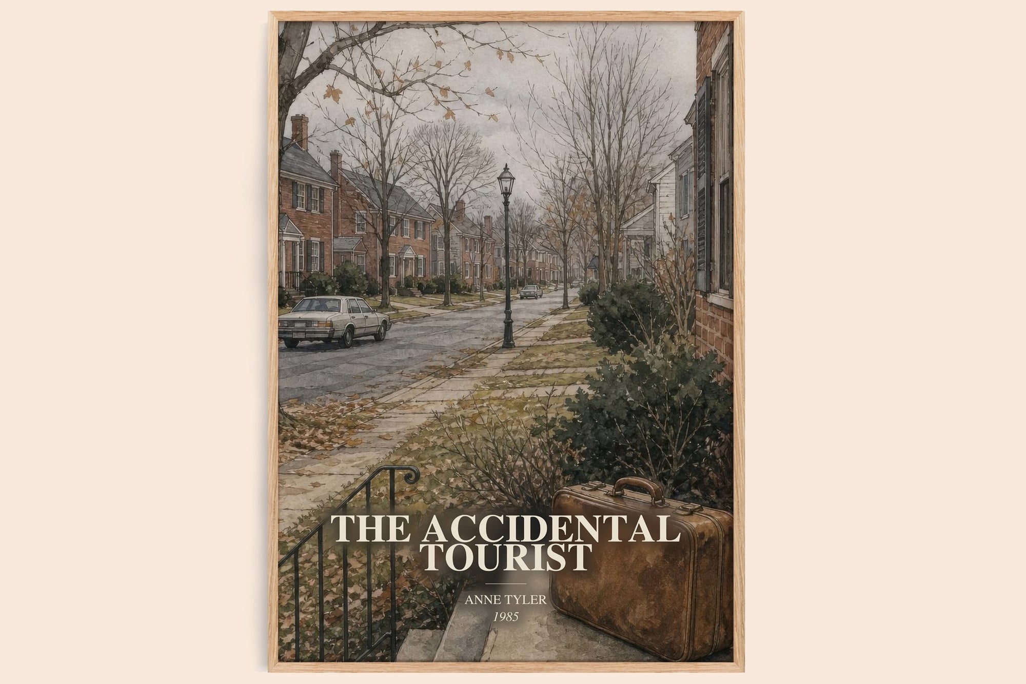 The Accidental Tourist watercolour book poster by Anne Tyler – framed literary art print