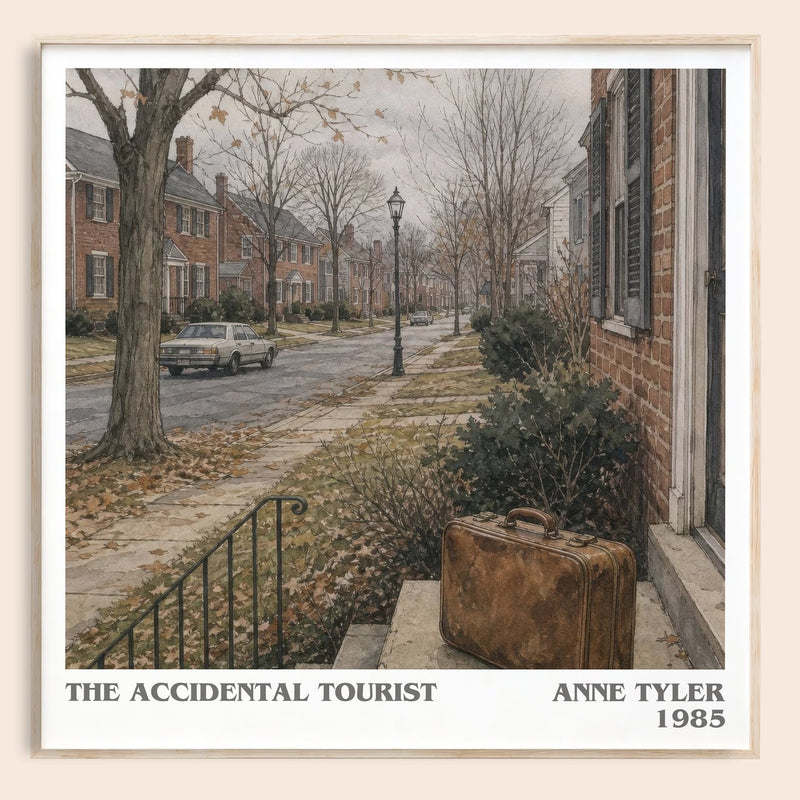 The Accidental Tourist literary book poster by Anne Tyler – framed literary art print