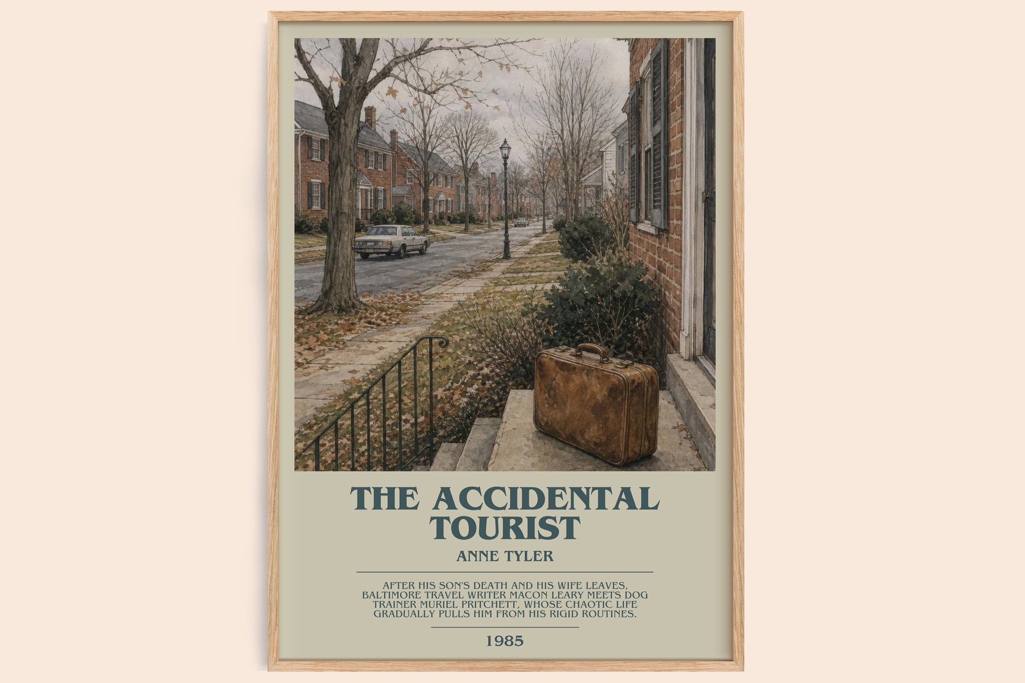 The Accidental Tourist bookish book poster by Anne Tyler – framed literary art print