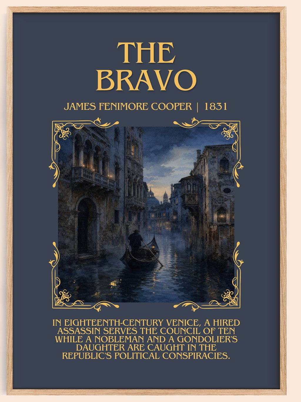 The Bravo Minimalist Book Poster by James Fenimore Cooper – book poster
