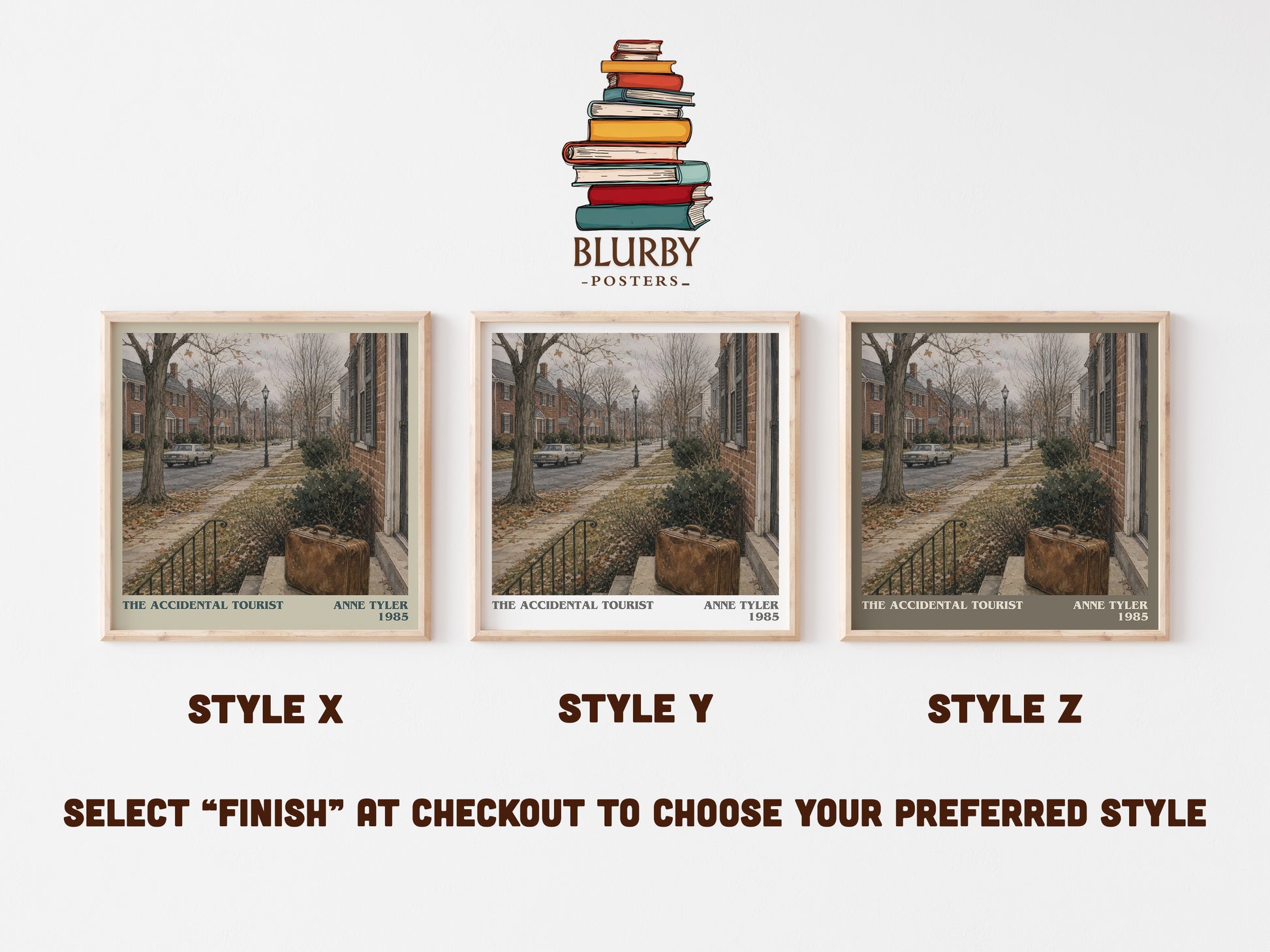 The Accidental Tourist literary print in frame leaning in hallway – literary fiction wall art