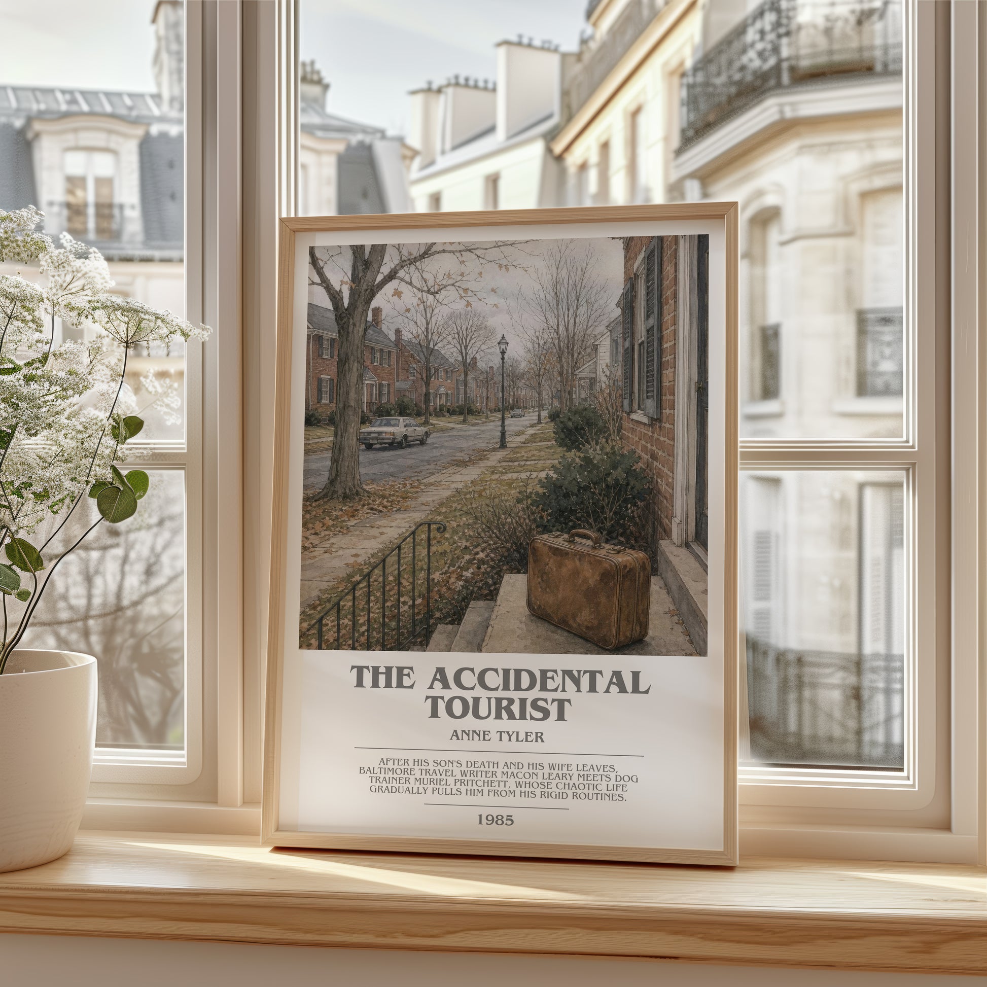 The Accidental Tourist bookish poster colour and style options – Anne Tyler book art