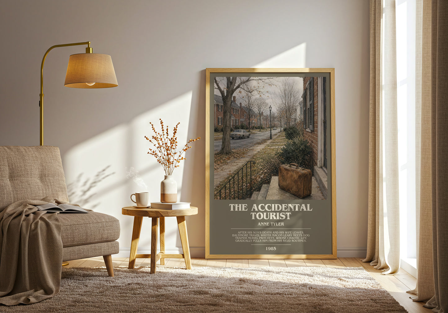 The Accidental Tourist bookish print on bookshelf – Anne Tyler fan gift