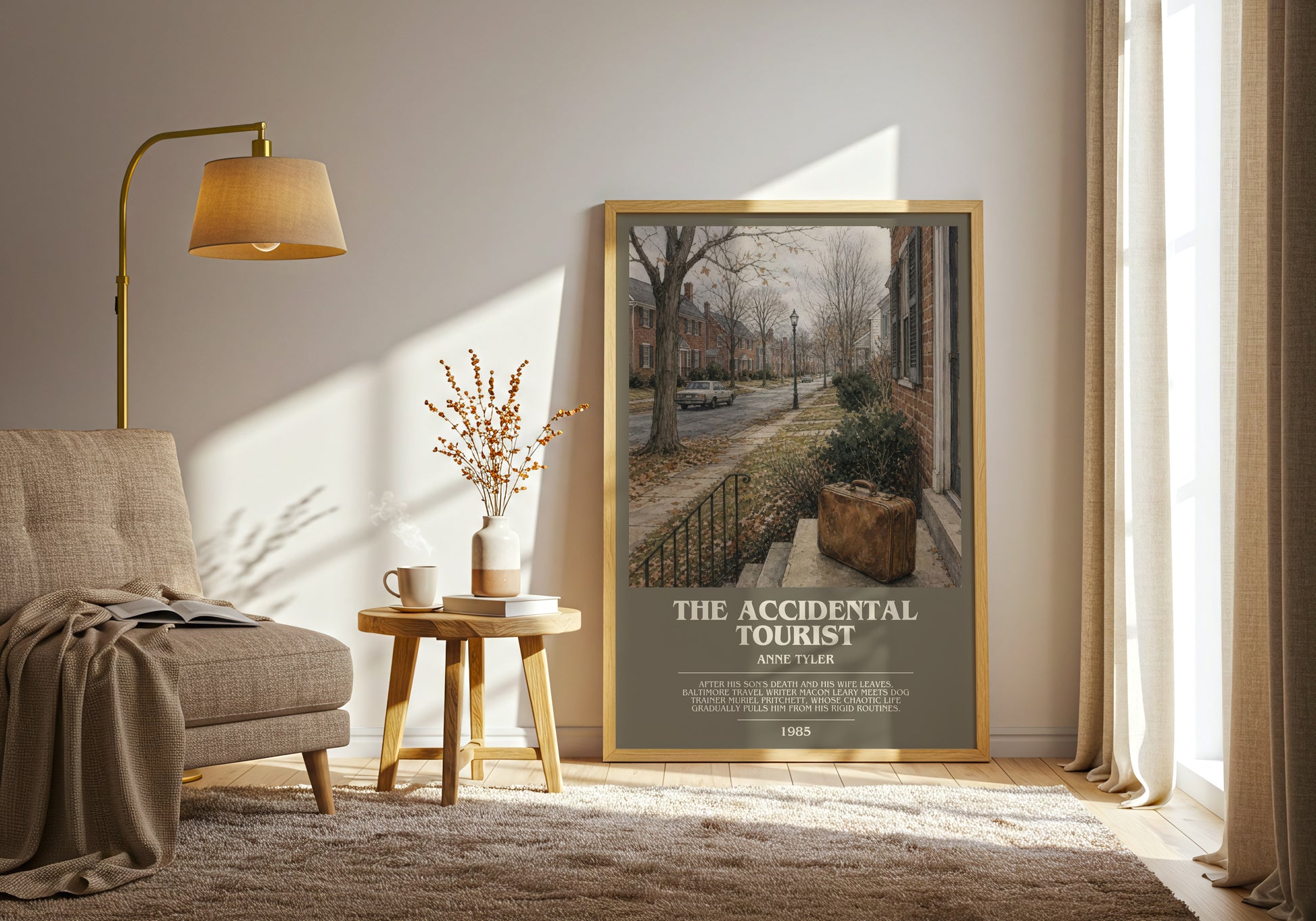 The Accidental Tourist bookish print on bookshelf – Anne Tyler fan gift
