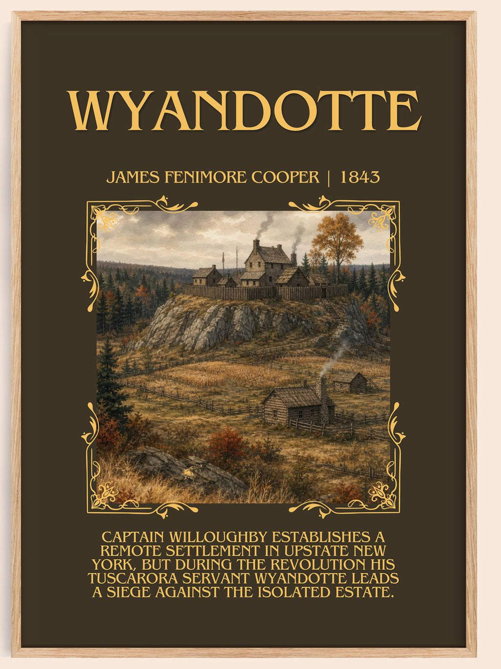 Wyandotté Minimalist Book Poster by James Fenimore Cooper – book poster
