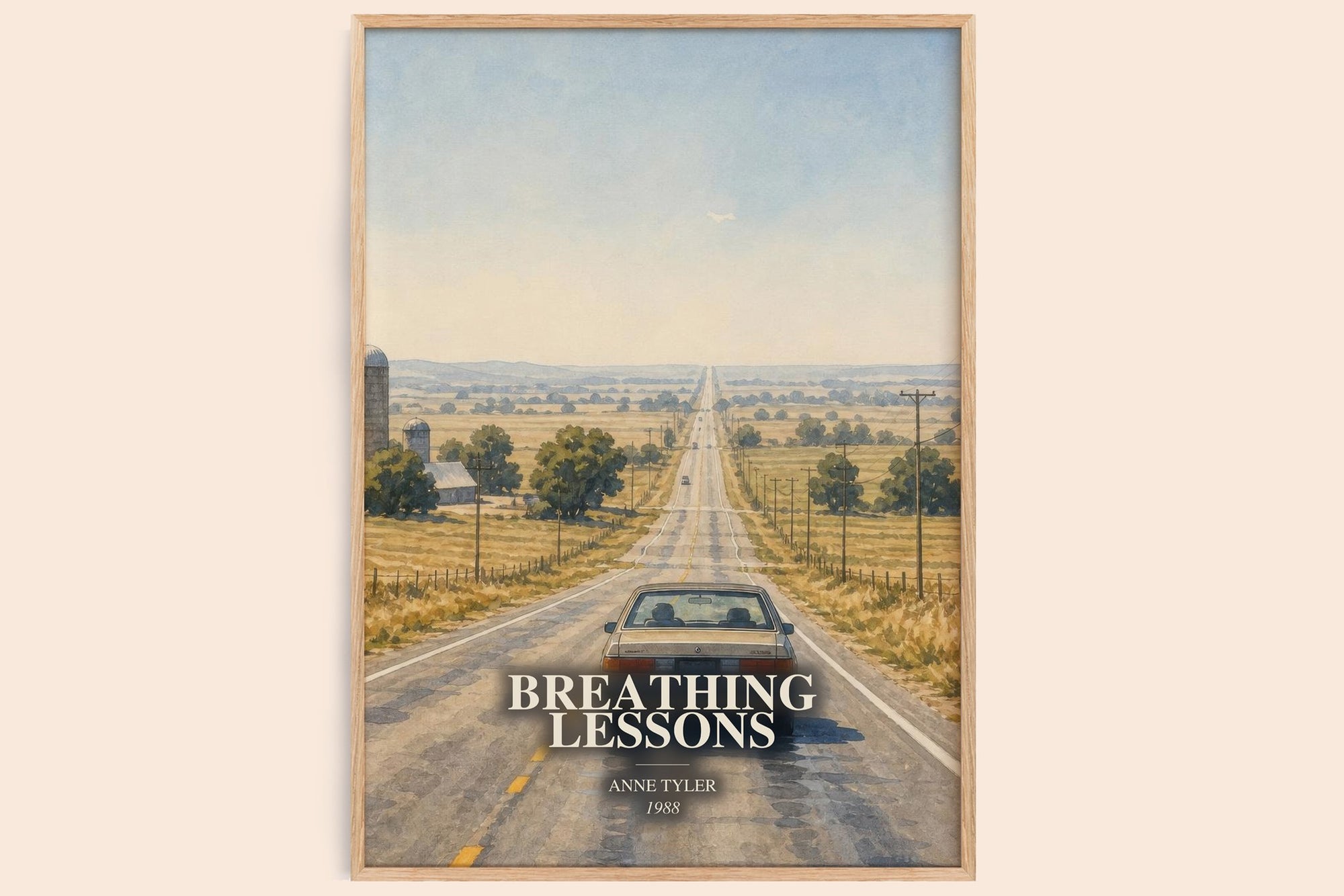 Breathing Lessons watercolour book poster by Anne Tyler – framed literary art print