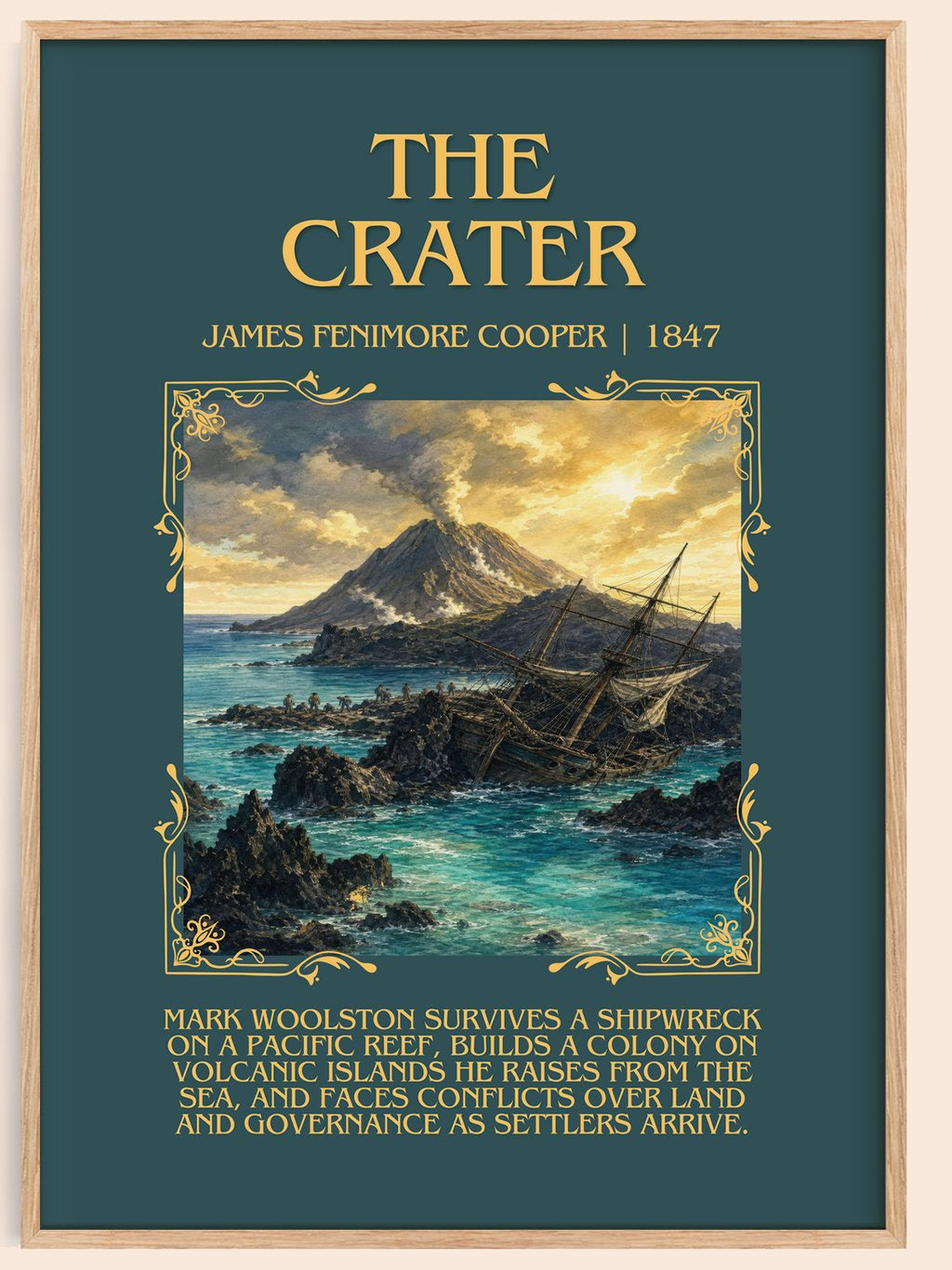 The Crater Minimalist Book Poster by James Fenimore Cooper – book poster