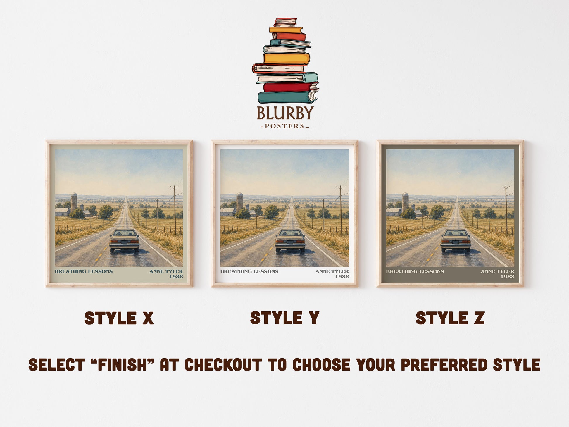 Breathing Lessons literary print in frame leaning in hallway – literary fiction wall art