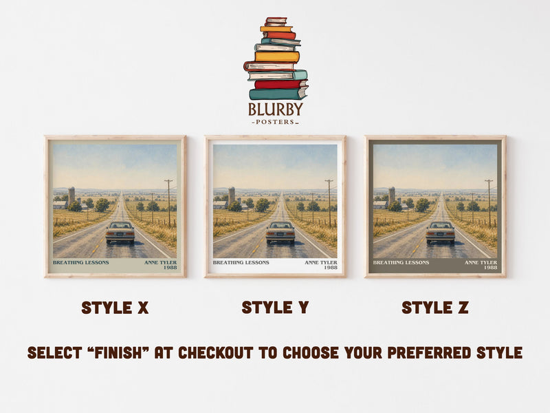 Breathing Lessons literary print in frame leaning in hallway – literary fiction wall art