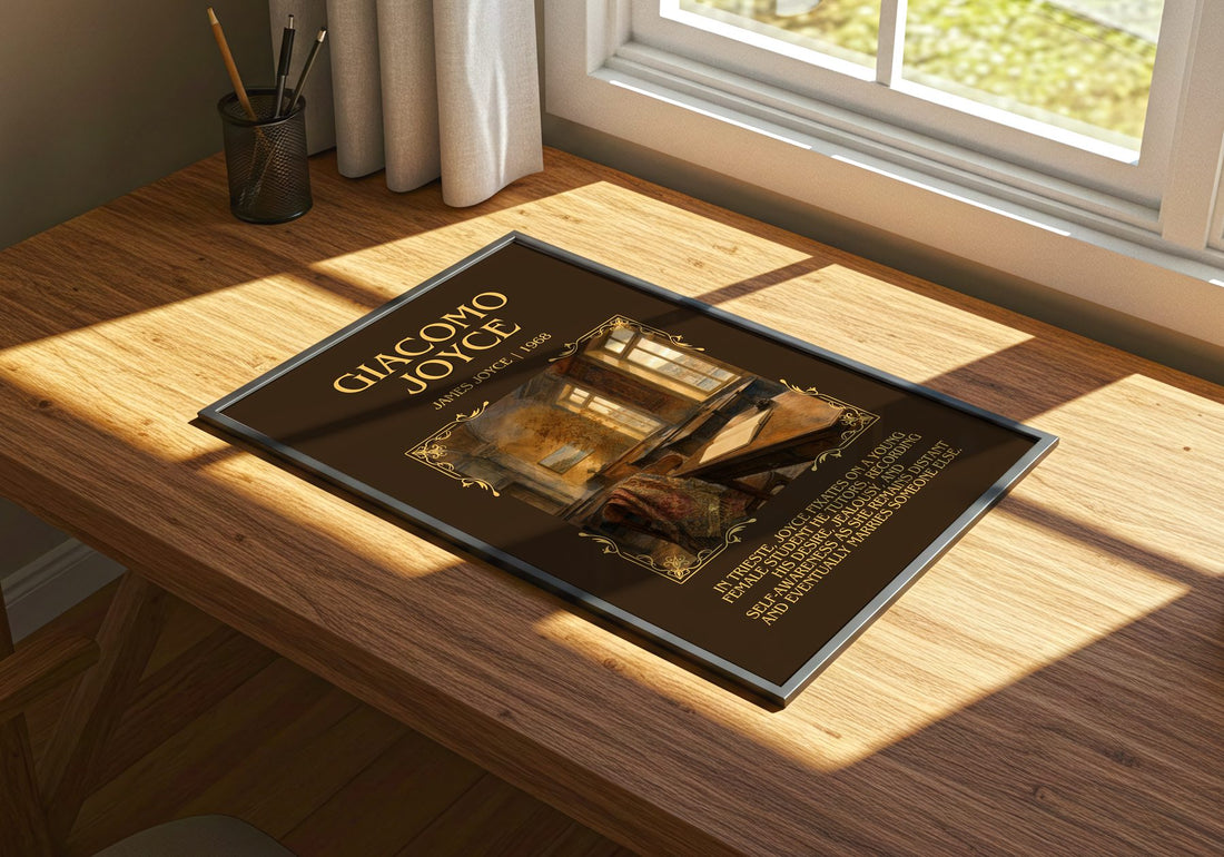 Giacomo Joyce Minimalist Book Poster by James Joyce – print on a sunlit desk