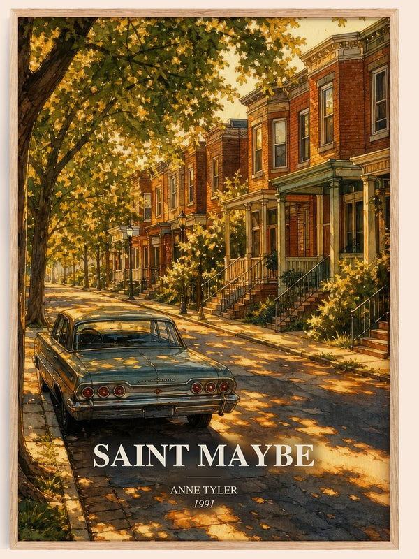 Saint Maybe watercolour book poster by Anne Tyler – framed literary art print