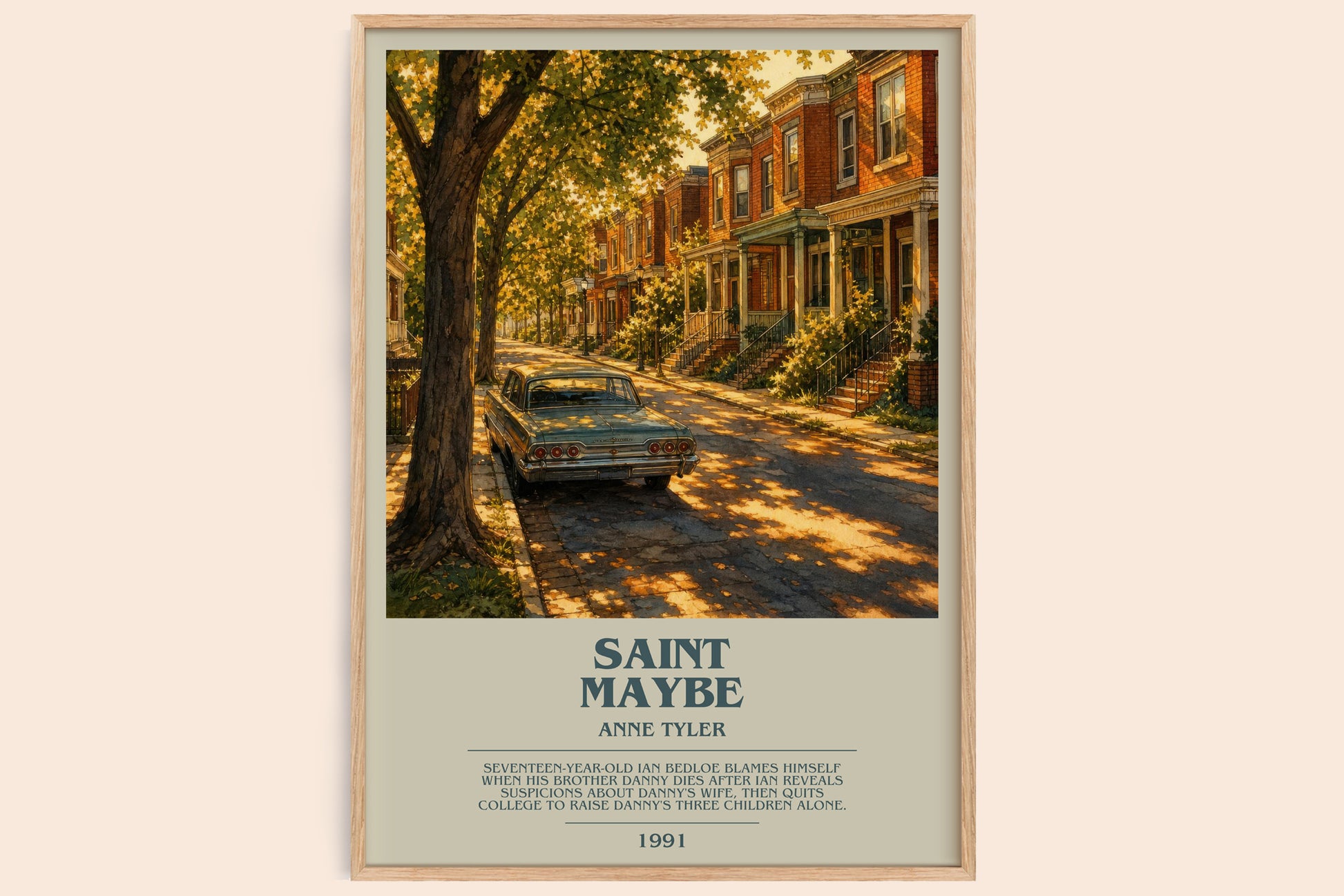 Saint Maybe bookish book poster by Anne Tyler – framed literary art print