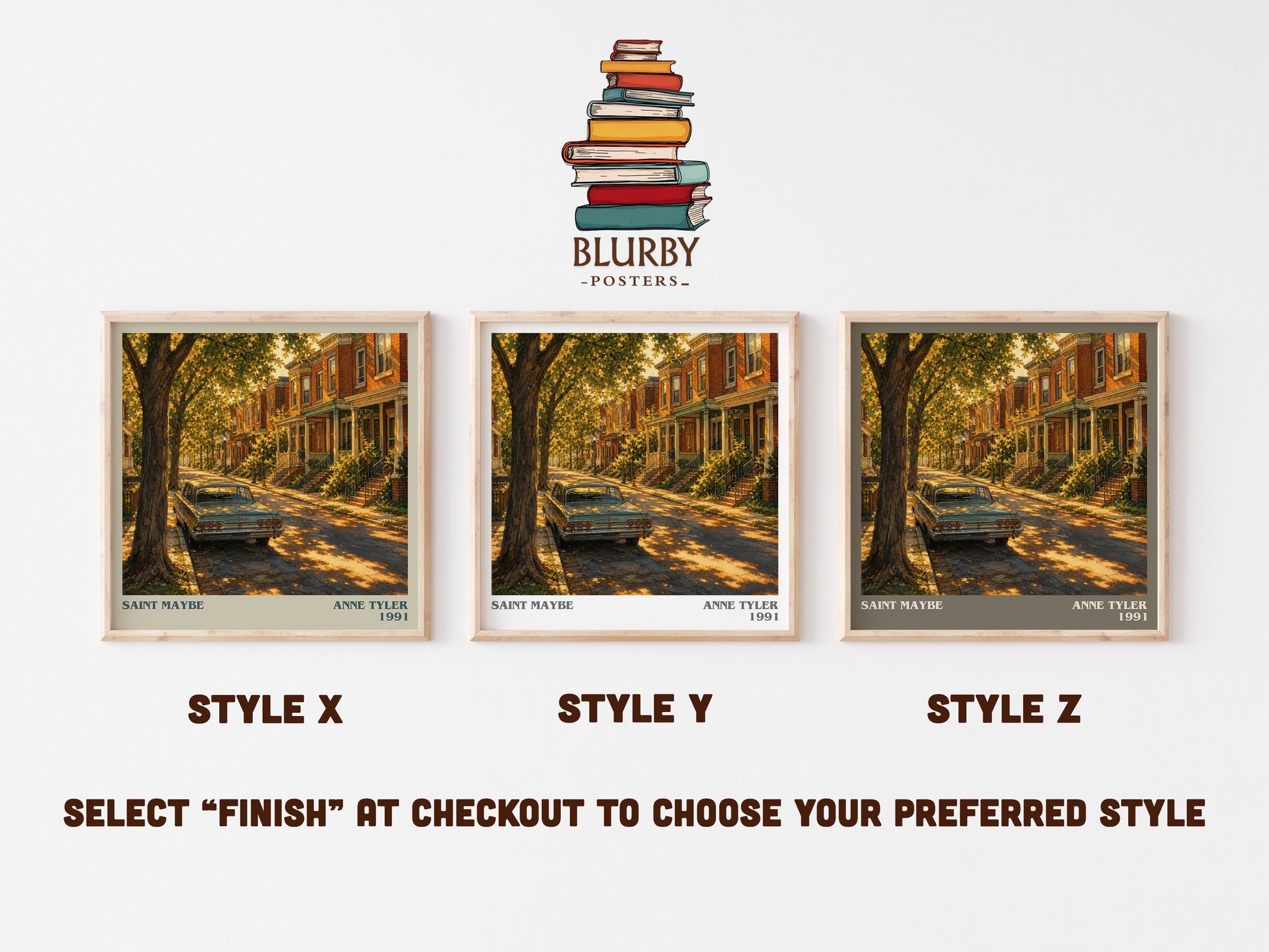 Saint Maybe literary print in frame leaning in hallway – literary fiction wall art