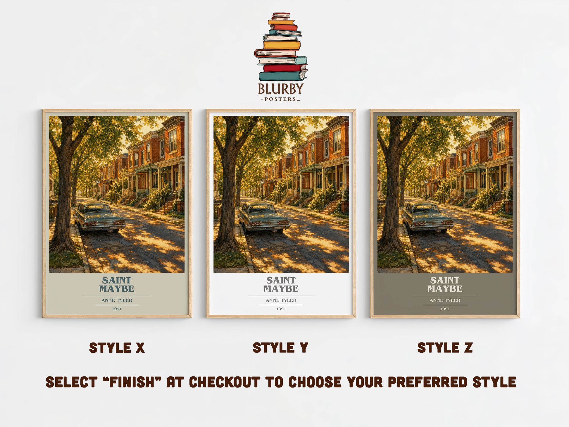 Saint Maybe book cover print in frame leaning in hallway – literary fiction wall art