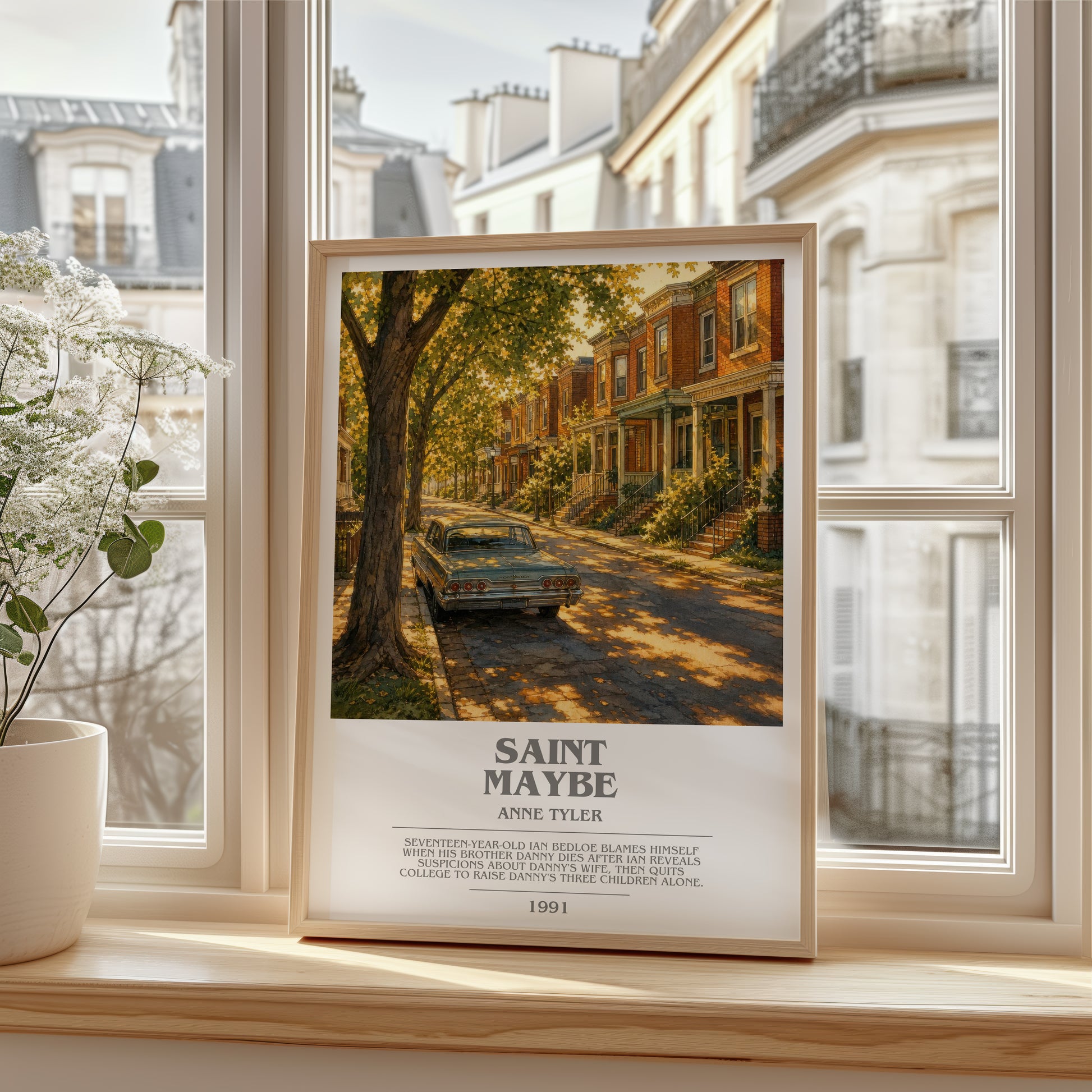 Saint Maybe bookish poster colour and style options – Anne Tyler book art