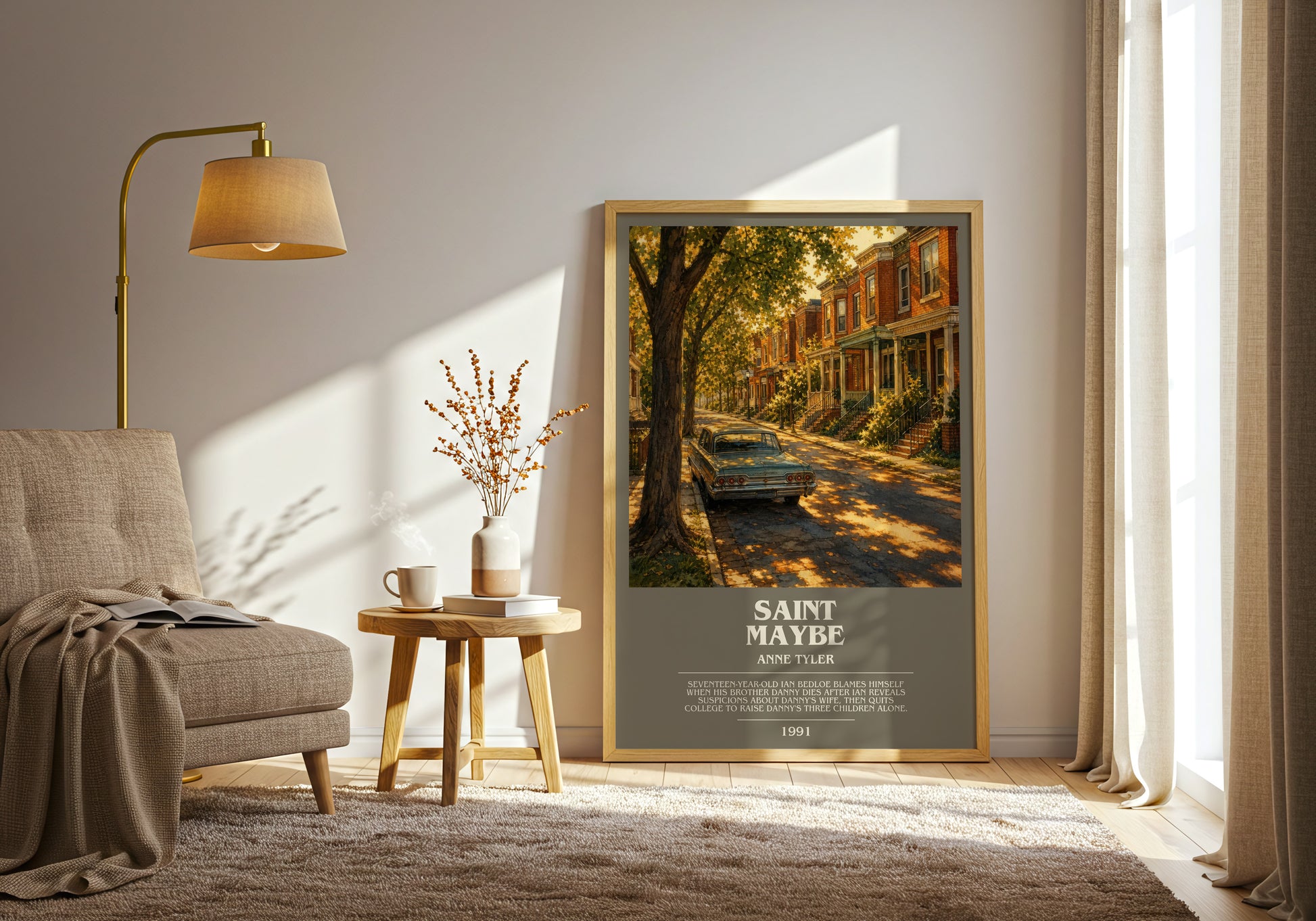 Saint Maybe bookish print on bookshelf – Anne Tyler fan gift