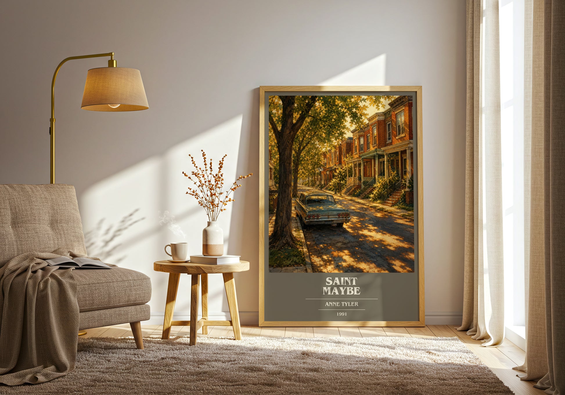 Saint Maybe book cover print on bookshelf – Anne Tyler fan gift