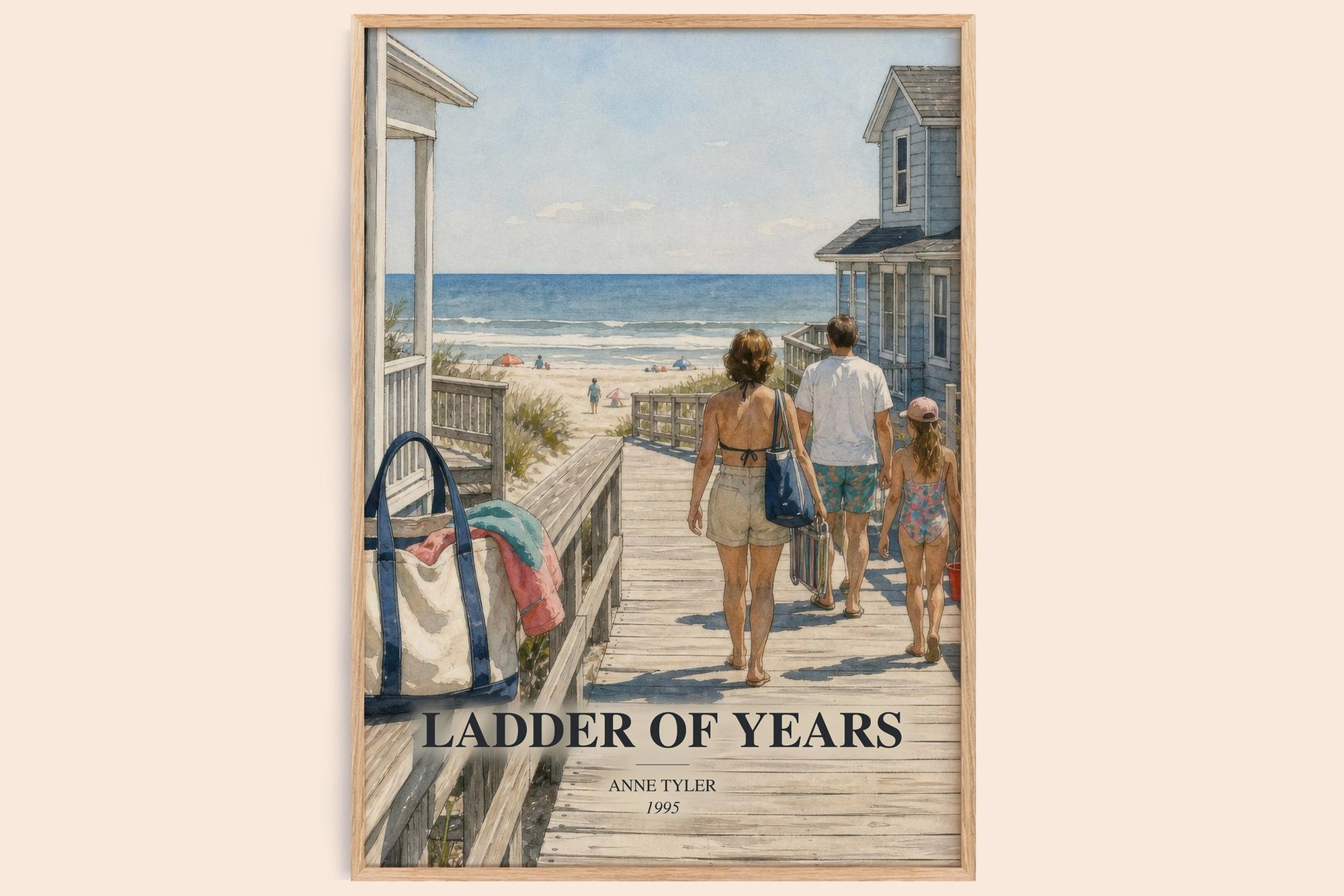 Ladder Of Years watercolour book poster by Anne Tyler – framed literary art print